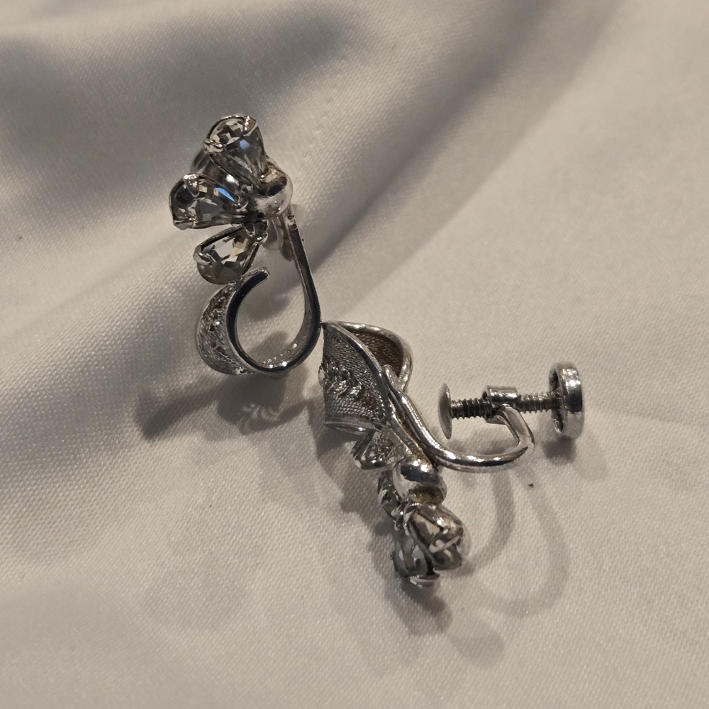 Vintage Sterling Silver Crystal Earrings
